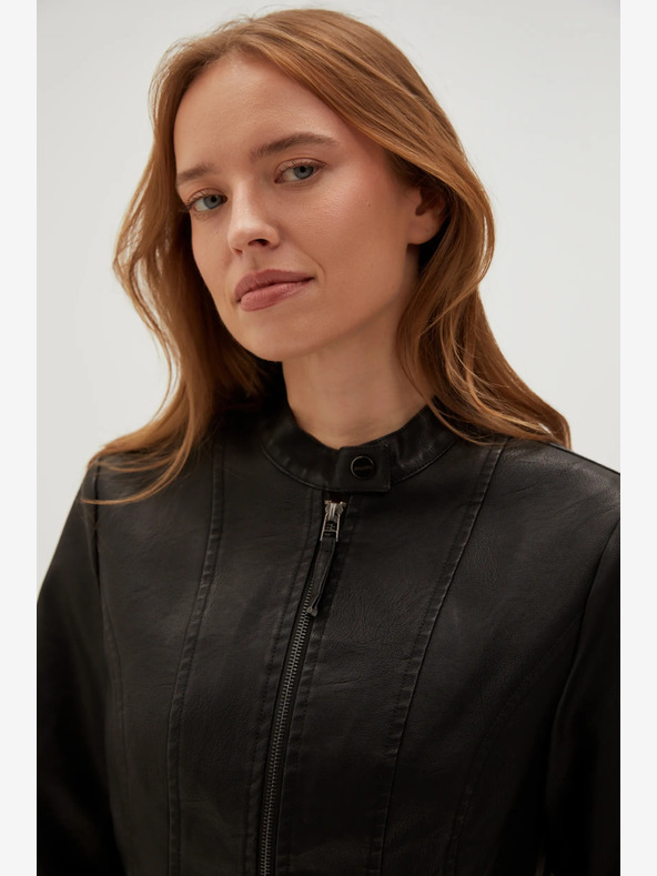 Moodo Schwarze Damen Lederjacke Moodo