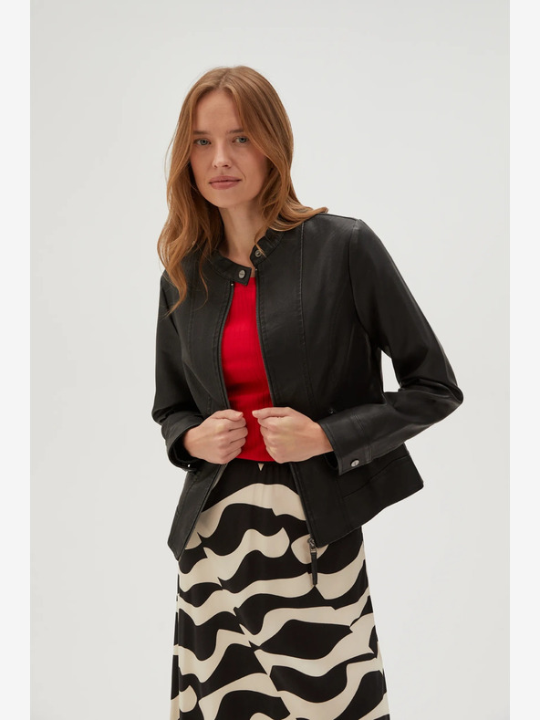 Moodo Schwarze Damen Lederjacke Moodo