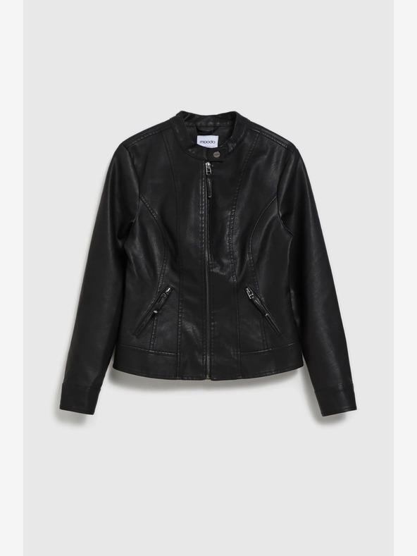 Moodo Schwarze Damen Lederjacke Moodo