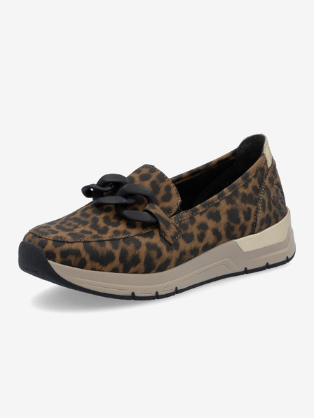 Rieker Damen schwarz und braun gemusterte Loafers Rieker