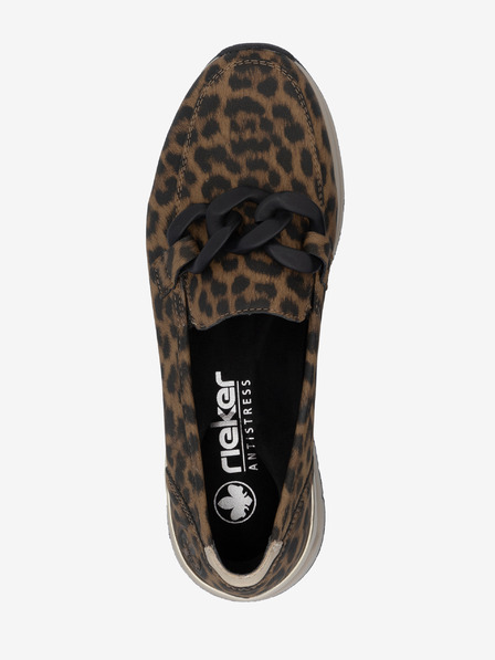 Rieker Damen schwarz und braun gemusterte Loafers Rieker