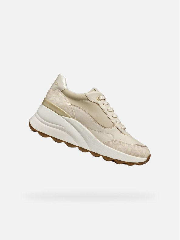 Geox Cremefarbene Damen-Turnschuhe Geox Spherica EC13