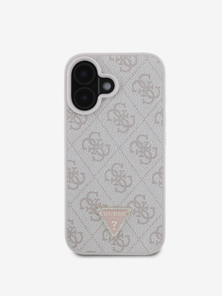 Guess Guess PU 4G Strass Dreieck Metall Logo Schutzhülle für iPhone 16 Pink