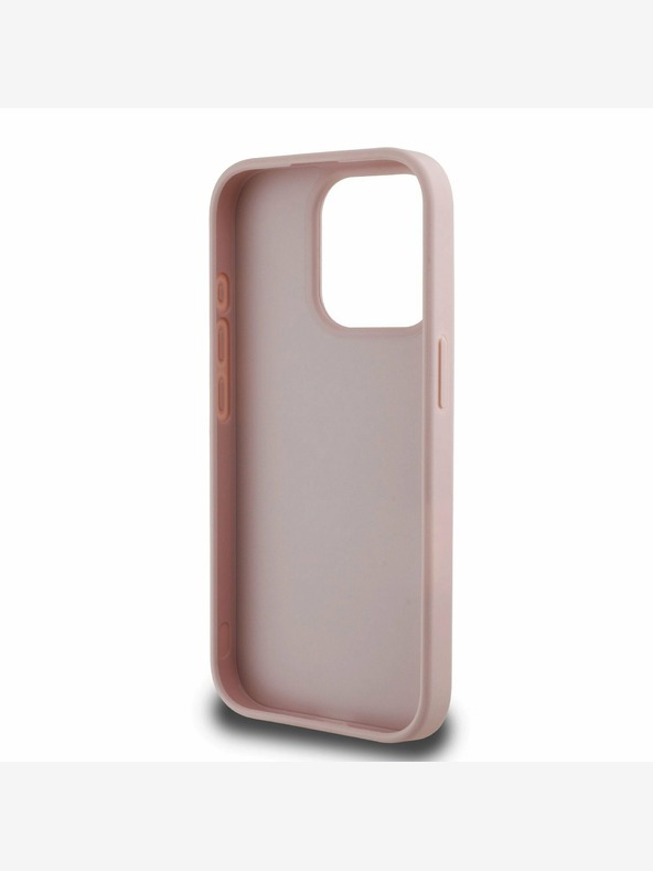 Guess Guess PU genarbtes 4G Metall-Logo Backcover für iPhone 15 Pro Pink