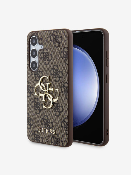 Guess Guess PU 4G Metall-Logo Handytasche für Samsung Galaxy S24+ Braun