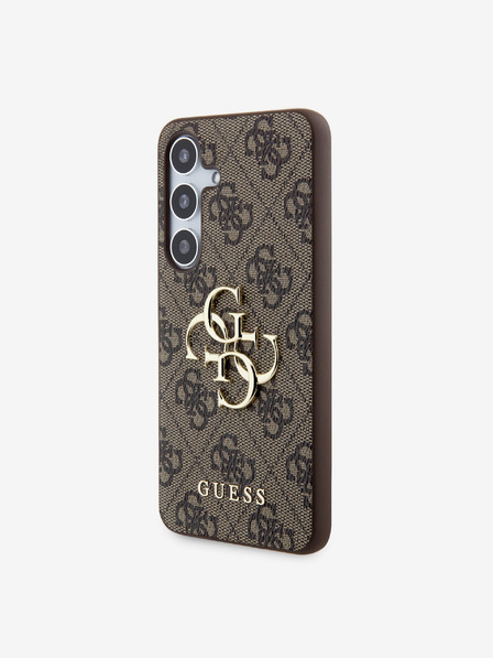 Guess Guess PU 4G Metall-Logo Handytasche für Samsung Galaxy S24+ Braun