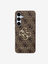 Guess Guess PU 4G Metall-Logo Handytasche für Samsung Galaxy S24+ Braun