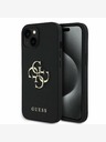 Guess Guess PU Grained 4G Metall Logo Back Cover für iPhone 15 Schwarz