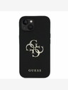Guess Guess PU Grained 4G Metall Logo Back Cover für iPhone 15 Schwarz