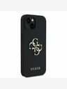 Guess Guess PU Grained 4G Metall Logo Back Cover für iPhone 15 Schwarz