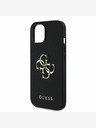 Guess Guess PU Grained 4G Metall Logo Back Cover für iPhone 15 Schwarz