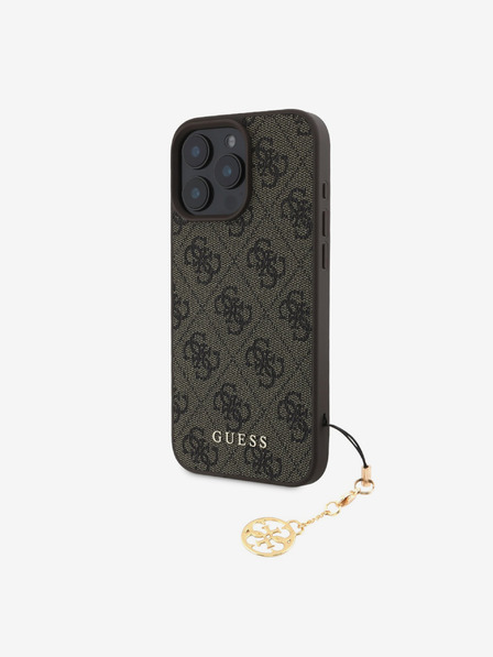 Guess Guess 4G Charm Back Cover für iPhone 16 Pro Max Ton in Ton Braun