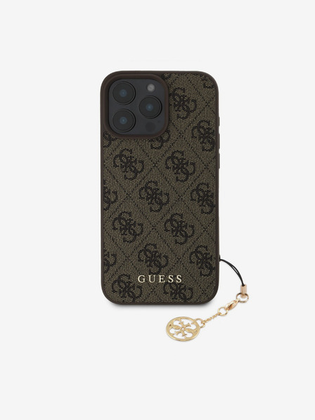 Guess Guess 4G Charm Back Cover für iPhone 16 Pro Max Ton in Ton Braun