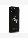 Guess Guess PU genarbte 4G Metall-Logo-Hülle für iPhone 15 Pro Max Schwarz