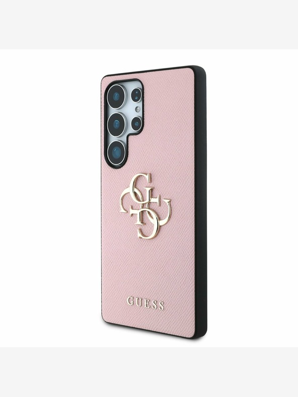 Guess Guess PU genarbtes 4G Metall-Logo Backcover für Samsung Galaxy S25 Ultra Pink