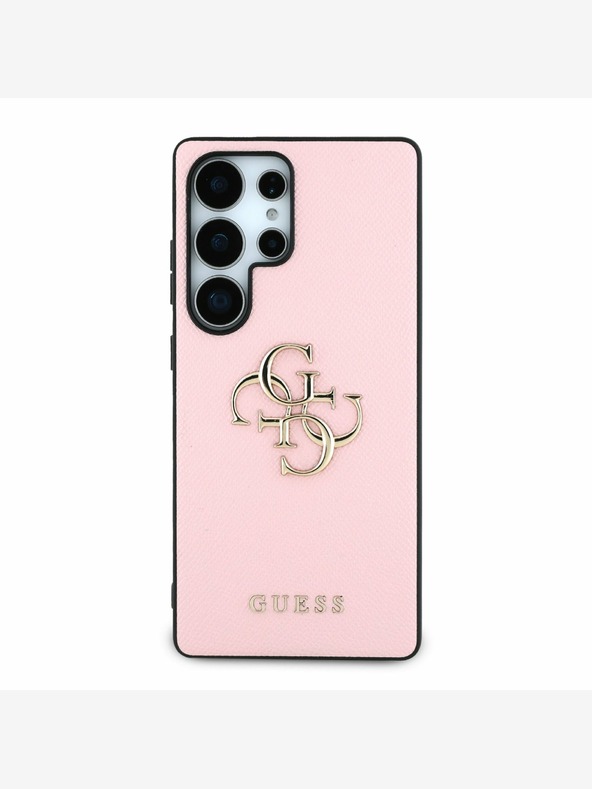 Guess Guess PU genarbtes 4G Metall-Logo Backcover für Samsung Galaxy S25 Ultra Pink