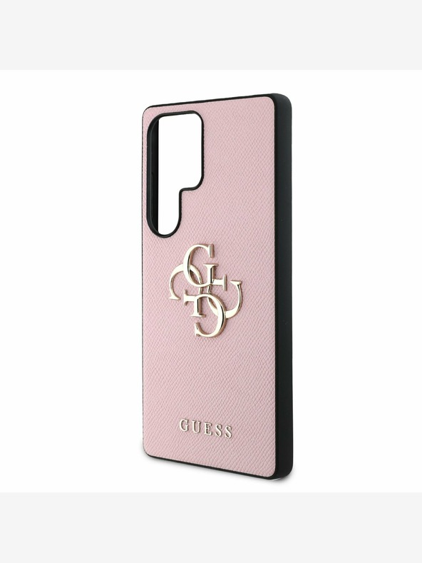 Guess Guess PU genarbtes 4G Metall-Logo Backcover für Samsung Galaxy S25 Ultra Pink
