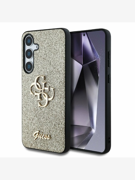Guess Guess PU Fixed Glitter 4G Metall Logo Back Cover für Samsung Galaxy S25+ Gold