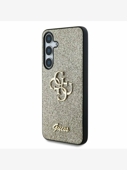 Guess Guess PU Fixed Glitter 4G Metall Logo Back Cover für Samsung Galaxy S25+ Gold