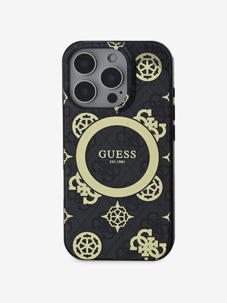 Guess IML 4G Peony MagSafe Backcover für iPhone 16 Pro Max Black Handyhülle