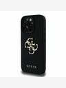 Guess Guess PU genarbtes 4G Metall-Logo Backcover für iPhone 15 Pro Schwarz