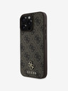 Guess Guess PU 4G Small Metal Logo MagSafe Back Cover für iPhone 16 Pro Braun