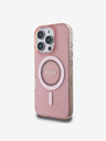 Guess Guess IML Strass Ring MagSafe Back Cover für iPhone 16 Pro Rosa