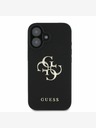 Guess Guess PU Grained 4G Metal Logo Back Cover für iPhone 16 Schwarz