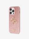 Guess Guess PU Fixed Glitter 4G Metall-Logo Schutzhülle für iPhone 15 Pro Pink
