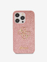 Guess Guess PU Fixed Glitter 4G Metall-Logo Schutzhülle für iPhone 15 Pro Pink