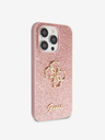 Guess Guess PU Fixed Glitter 4G Metall-Logo Schutzhülle für iPhone 15 Pro Pink