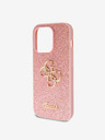Guess Guess PU Fixed Glitter 4G Metall-Logo Schutzhülle für iPhone 15 Pro Pink