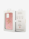 Guess Guess PU Fixed Glitter 4G Metall-Logo Schutzhülle für iPhone 15 Pro Pink