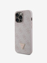 Guess PU 4G Strass Triangle Metal Logo Backcover für iPhone 15 Pro Max Pink Handyhülle