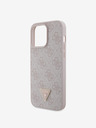 Guess PU 4G Strass Triangle Metal Logo Backcover für iPhone 15 Pro Max Pink Handyhülle