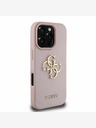 Guess Guess PU genarbte 4G Metall-Logo-Rückseite für iPhone 16 Pro Max Rosa