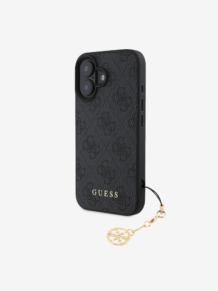 Guess Guess 4G Charm Back Cover für iPhone 16 Plus Ton in Ton Grau