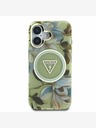 Guess Guess IML Glitter Magnolia und Triangle Logo MagSafe Back Cover für iPhone 16 Grün