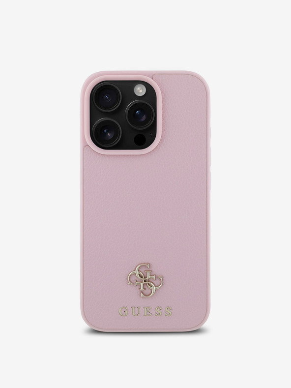 Guess Guess PU Grained 4G Small Metal Logo MagSafe Back Cover für iPhone 16 Pro Max Pink