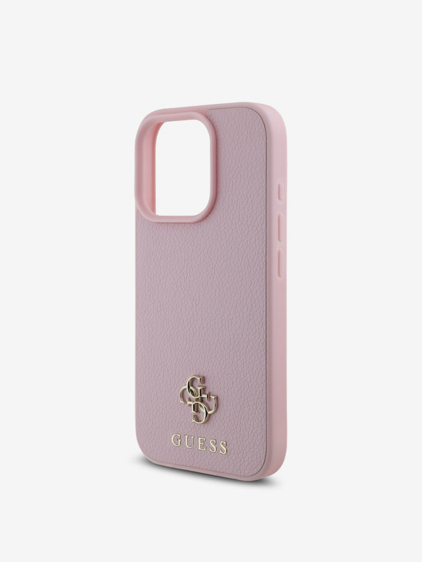 Guess Guess PU Grained 4G Small Metal Logo MagSafe Back Cover für iPhone 16 Pro Max Pink