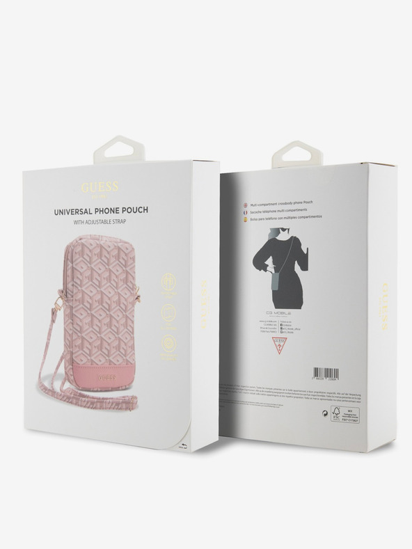Guess Guess PU G Cube Handytasche mit Reißverschluss Pink