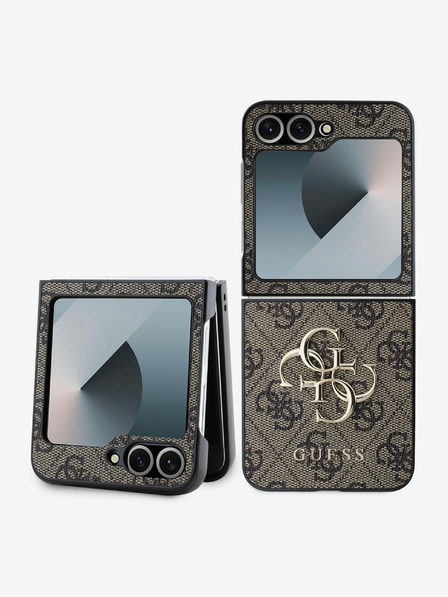 Guess Guess PU 4G Metall-Logo-Hülle für Samsung Galaxy Z Flip 6 Braun
