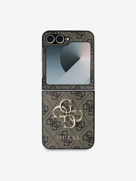 Guess Guess PU 4G Metall-Logo-Hülle für Samsung Galaxy Z Flip 6 Braun
