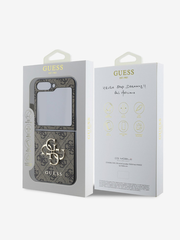 Guess Guess PU 4G Metall-Logo-Hülle für Samsung Galaxy Z Flip 6 Braun