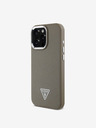 Guess Guess PU Grained Triangle Logo Back Cover für iPhone 16 Pro Max Braun