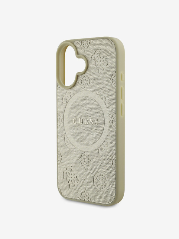 Guess Guess Saffiano Pfingstrose Stempel MagSafe Back Cover für iPhone 16 Gold