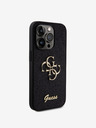 Guess Guess PU Fixed Glitter 4G Metal Logo Back Cover für iPhone 15 Pro Schwarz