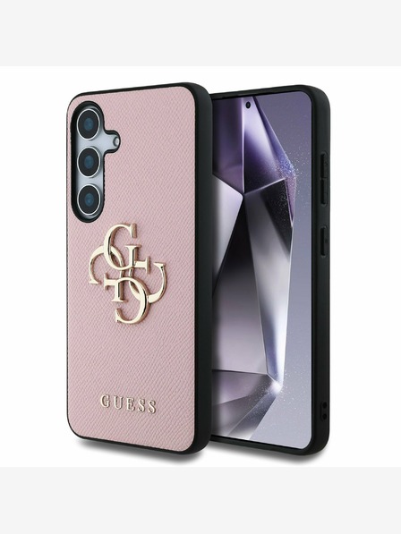 Guess Guess PU genarbtes 4G Metall-Logo Rückseite für Samsung Galaxy S25+ Pink