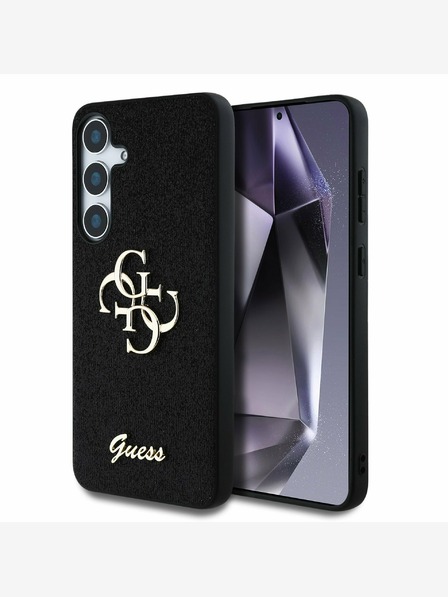 Guess Guess PU Fixed Glitter 4G Metall Logo Back Cover für Samsung Galaxy S25 Schwarz