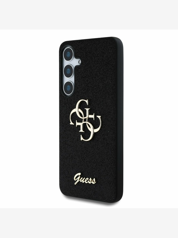 Guess Guess PU Fixed Glitter 4G Metall Logo Back Cover für Samsung Galaxy S25 Schwarz